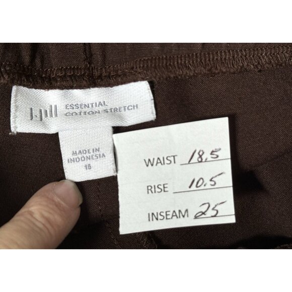 J. Jill Women Essential Cotton-Stretch Pant Size 16 Brown Pull On Minimalist - Picture 2 of 9